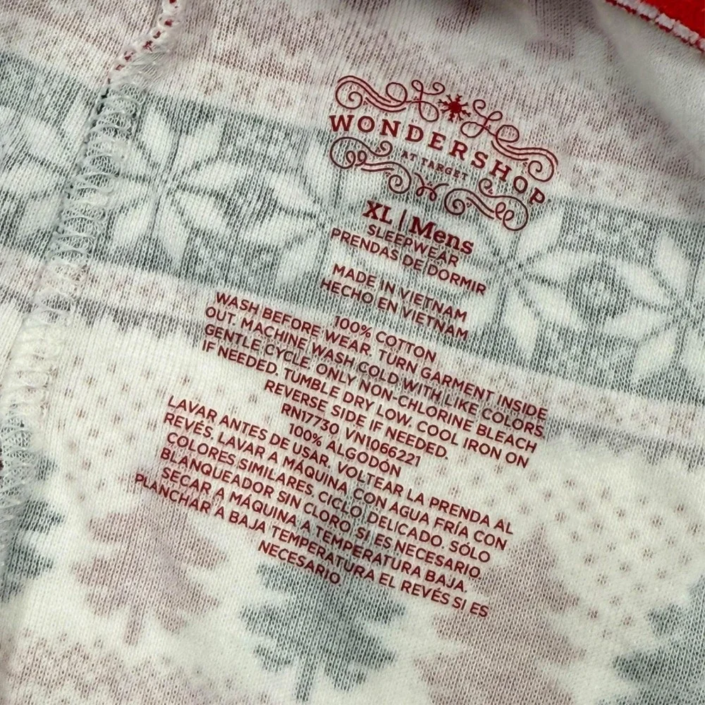 Wondershop Men's Pajama Set XL Bears Snowflakes Trees Christmas White Red Black